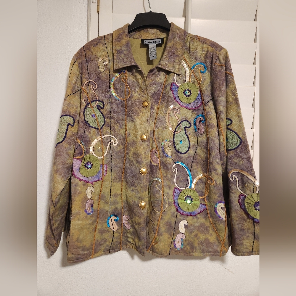 Green embellished blazer jacket